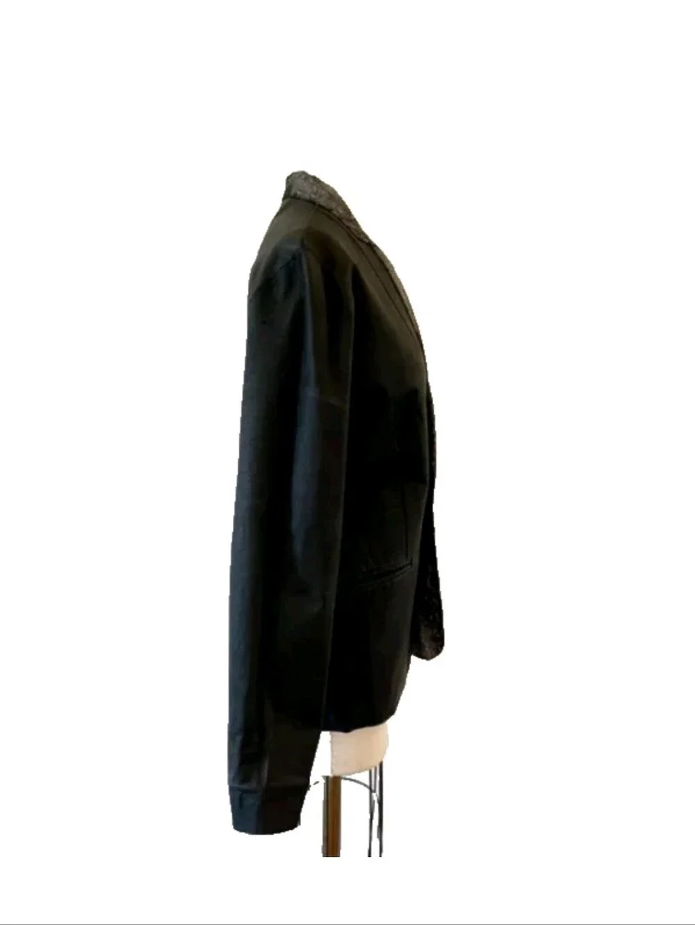 NEIMAN MARCUS Reversible Leather Jacket NWT! Sz M Matte Black Shiny Snakeskin